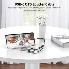 Jingyi Tip C - Çift USB Otg Adaptör USB 2.0 Tip-C Genişletme Hub Veri Şarj Örgü Cabo Samsung Galaxy S22 MacBook Pro Air iPad Için (Yurt Dışından)