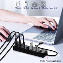 Jingyi 4/7 Bağlantı Noktalı USB 3.0 Hub Uzantıları Çok Yüksek Hızlı USB 3.0 Splitter Dizüstü Bilgisayar Için Güç Adaptörü ile Bireysel Açma/kapama Anahtarı (Yurt Dışından)