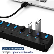 Jingyi 4/7 Bağlantı Noktalı USB 3.0 Hub Uzantıları Çok Yüksek Hızlı USB 3.0 Splitter Dizüstü Bilgisayar Için Güç Adaptörü ile Bireysel Açma/kapama Anahtarı (Yurt Dışından)