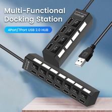 Jingyi 4/7 Port USB Hub 2.0 Çoklu USB Splitter Anahtarı Güç Adaptörü ile Dizüstü Bilgisayar Aksesuarları Için Çoklu Genişletici MacBook Splitter (Yurt Dışından)