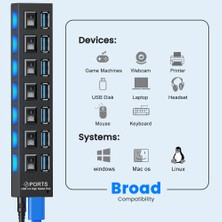 Jingyi USB 3.0 Hub 3 0 Hub Çoklu USB Ayırıcı 4/7 Bağlantı Noktası Genişletici Çoklu USB 2.0 Hab Güç Adaptörü Pc Ev Için Anahtarlı Usb3.0 Hub (Yurt Dışından)