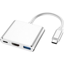 Jingyi 3'ü 1 Arada USB C Hub, 4K USB 3.0 Tip-C'den HDMI Uyumlu Hub Adaptörüne MacBook Pro Huawei Için Çok Bağlantı Noktalı Pd Şarj Istasyonu (Yurt Dışından)