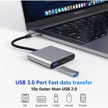 Jingyi 3'ü 1 Arada USB C Hub, 4K USB 3.0 Tip-C'den HDMI Uyumlu Hub Adaptörüne MacBook Pro Huawei Için Çok Bağlantı Noktalı Pd Şarj Istasyonu (Yurt Dışından)