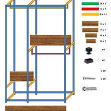 Zizuva Tasarım 3 Katlı Açık Gardırop