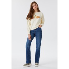 Lee Cooper Tila Kadın %100 Pamuk O Yaka Sweatshirt Ekru