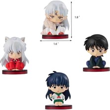 KB Figür Anime Inuyasha Figür Higurashi Kagome Model 4'lü Set Sitting Action Figür