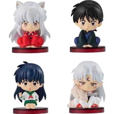 KB Figür Anime Inuyasha Figür Higurashi Kagome Model 4'lü Set Sitting Action Figür