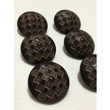 Karan Tuhafiye Kaban Trençkot Düğmesi Piramit Desen 6'Lı Set Kahve Rengi