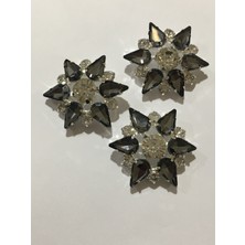 Karan Tuhafiye Taşlı Düğme Büyük Yıldız Model 3 Lü Set Füme