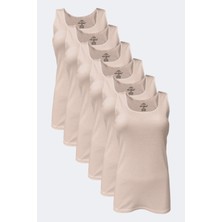 Malabadi Kadın Ten 6 Lı Paket %100 Pamuk Ribana Kalın Askılı Atlet 106-E