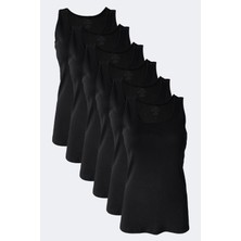 Malabadi Kadın Siyah 6 Lı Paket %100 Pamuk Ribana Kalın Askılı Atlet 106-E