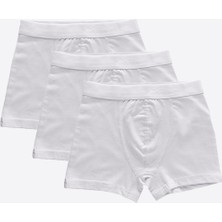 Malabadi Erkek Çocuk Beyaz 3 lü Pamuk Elastan Boxer 3M208