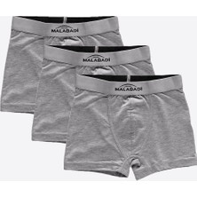 Malabadi Erkek Çocuk Gri 3 lü Pamuk Elastan Boxer 3M208