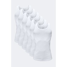 Malabadi Erkek Beyaz 6 Lı Paket %100 Pamuk Ribana Atlet 034-E