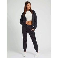 Guess New Allie Scuba Zip Kadın Gri Eşofman Üstü