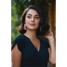 Leathiqu Kadın Deri Küpe Sallantılı Püskül Model Çelik Kancalı