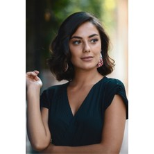 Leathiqu Kadın Deri Küpe Sallantılı Püskül Model Çelik Kancalı