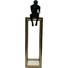 Bahar Aydınlatma Düşünen Adam Biblo Mıknatıslı Metal Tabla Gold/siyah 38 cm