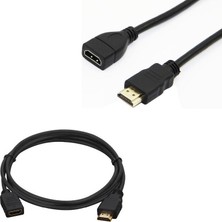 Elektromer Erkek Dişi Gold Uçlu 25 cm Uzatma HDMI Kablo (Mini Hd Rec. Için) Siyah 0,3 M