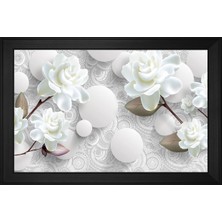 DB Sanat Beyaz Çiçekler Soyut Motifli Kanvas Tablo