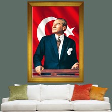 DB Sanat Türk Bayrağı Önünde Atatürk Tablo