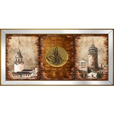 DB Sanat Tuğra Eski Galata ve Kız Kuleleri Motifli Kanvas Tablo