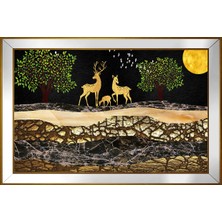 DB Sanat Soyut Geyikler Motifli Kanvas Tablo