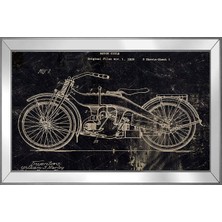 DB Sanat 1919 Harley Motorsiklet Patent Çizimi Motifli Kanvas Tablo