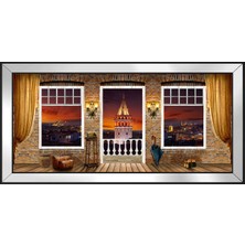 DB Sanat Şafak Sökerken Galata Kulesi Motifli Kanvas Tablo