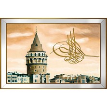 DB Sanat Galata Kulesi ve Tuğra Motifli Kanvas Tablo