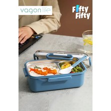 Vagonlife Tek Kat Çift Bölme Bento Lunch Box Ofis-Okul Için Yeni Nesil Sefer Tası Paslanmaz Çelik 588