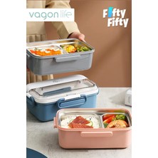 Vagonlife Tek Kat Çift Bölme Bento Lunch Box Ofis-Okul Için Yeni Nesil Sefer Tası Paslanmaz Çelik 588