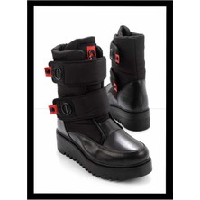 Bambi Siyah Hakiki Deri Kadın Bot & Bootie K02724986303