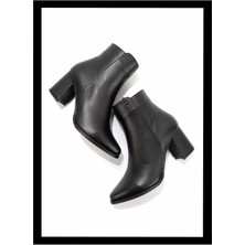 Bambi Siyah Hakiki Deri Kadın Bot & Bootie K02208021203