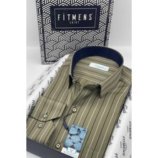 Fitmens Klasik Uzun Kol Premium Çizgili T.1339 Gömlek - Haki