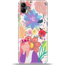 Cupcase Samsung Galaxy A04 Kılıf Esnek Silikon Kamera Koruma 4K Desenli Özel Tasarım - Flora Girl