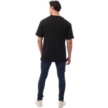 Sincap Nakışlı Relaxed Oversize Basic Erkek T-Shirt Siyah 6001