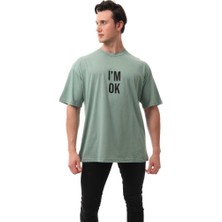 I'm Ok Relaxed Oversize Basic Erkek T-Shirt Mint 6000