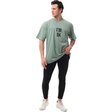 I'm Ok Relaxed Oversize Basic Erkek T-Shirt Mint 6000