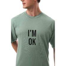 I'm Ok Relaxed Oversize Basic Erkek T-Shirt Mint 6000