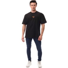 Sincap Nakışlı Relaxed Oversize Basic Erkek T-Shirt Siyah 6001