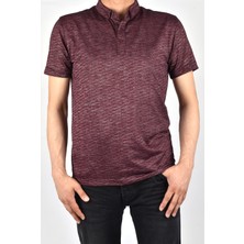 Raymons 1370 Yaka Düğmeli Desenli Tişört/bordo/m