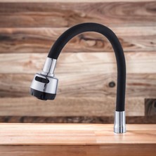 Karataş Hırdavat Oynar Başlıklı Spiral Siyah Renk Kubar Lavabo, Mutfak Esnek Musluk