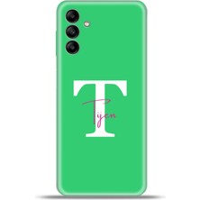 Cupcase Samsung Galaxy A04S Kılıf Silikon Esnek Kamera Koruma Kişiye Özel Isim Harf Zao Yeşil - T
