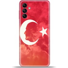 Cupcase Samsung Galaxy A04S Kılıf Esnek Silikon Kamera Koruma 4K Desenli Özel Tasarım - Ay Yildiz Atatürk