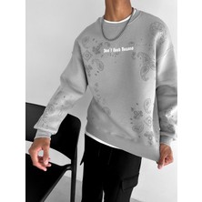 Abluka Online Oversize Baskılı Sweatshirt Gri