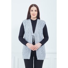 Fresh Moda Kadın Gri Yumoş Gelin Yelek