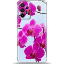 Cupcase Samsung Galaxy A23 Kılıf Esnek Silikon Kamera Koruma 4K Desenli Özel Tasarım - Mor Orkide