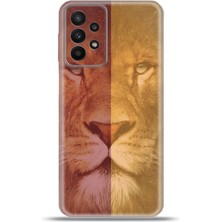 Cupcase Samsung Galaxy A23 Kılıf Esnek Silikon Kamera Koruma 4K Desenli Özel Tasarım - Sarı Kırmızı Aslan