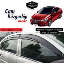 ŞüsCarOto Aksesuar Renault Megane 4 Sedan 2016 ve Sonrası Uyumlu Mugen Cam Rüzgarlığı Seti Piano Black 4'lü